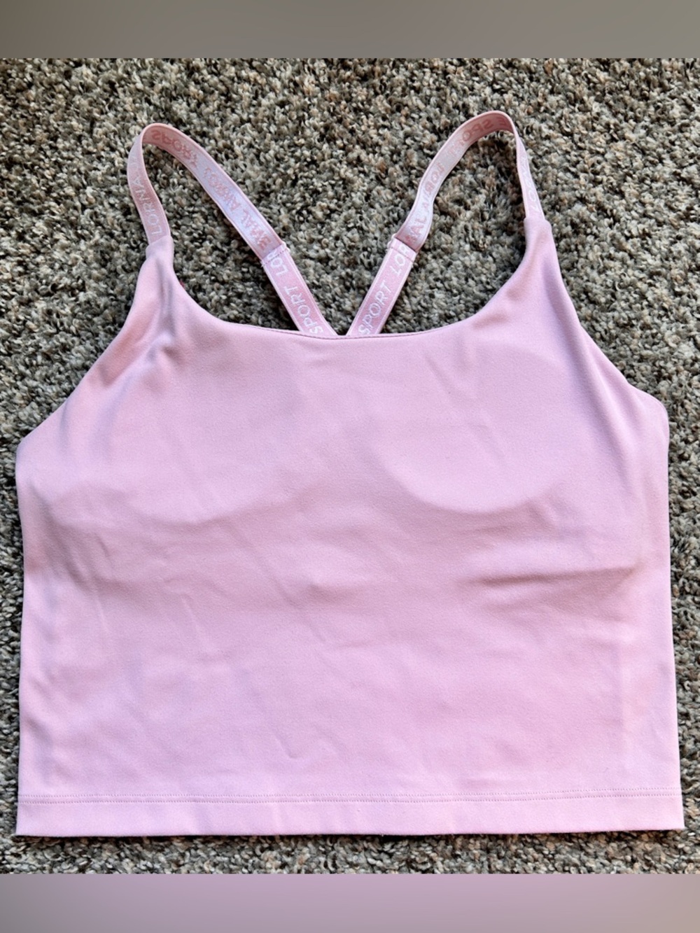 Lorna Jane Pink Crop Tank with Branded Adjustable Elastic Straps